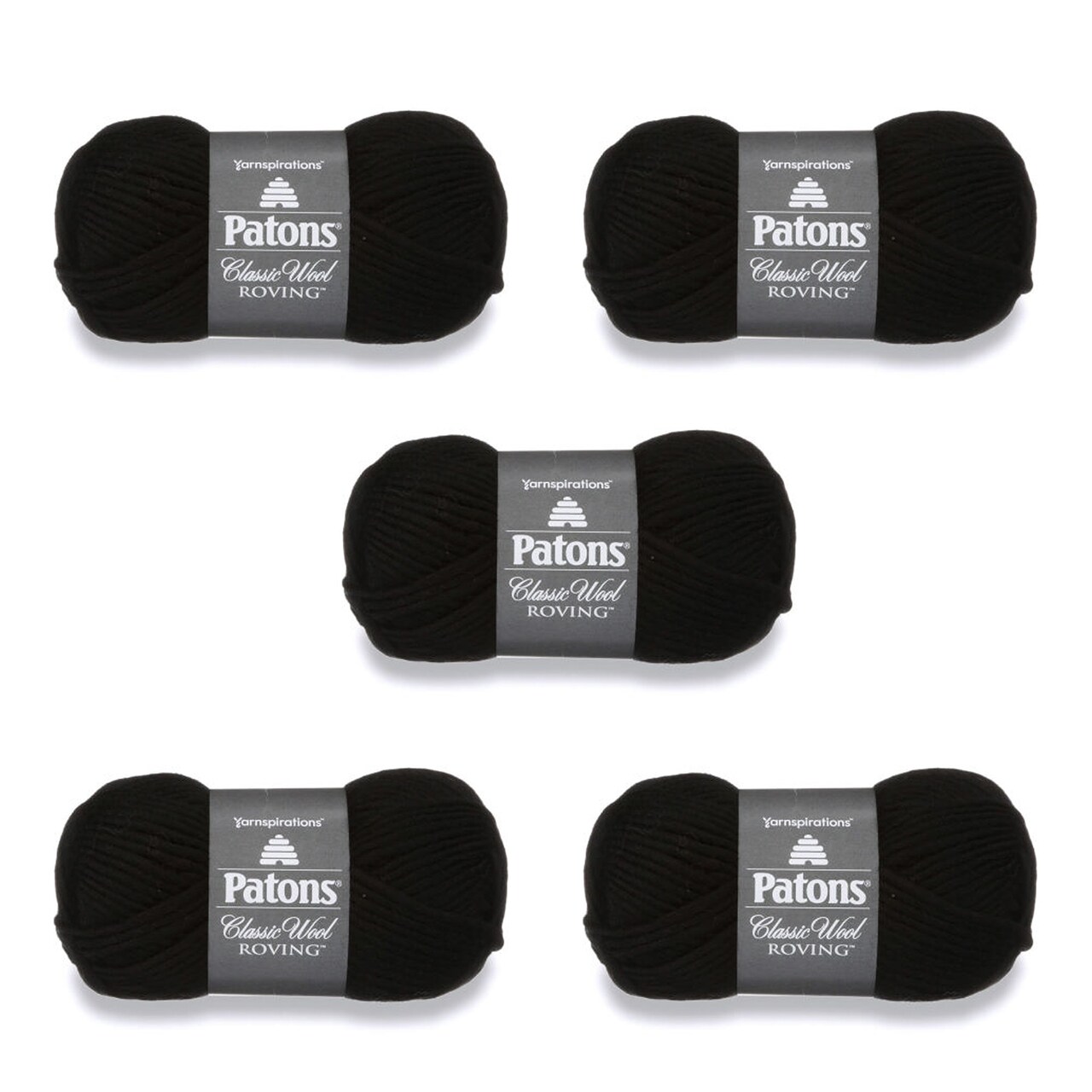 Patons Classic Wool Black Yarn - 5 Pack of 3.5oz/100g - Wool - 5 Bulky -  120 Yards - Knitting/Crochet